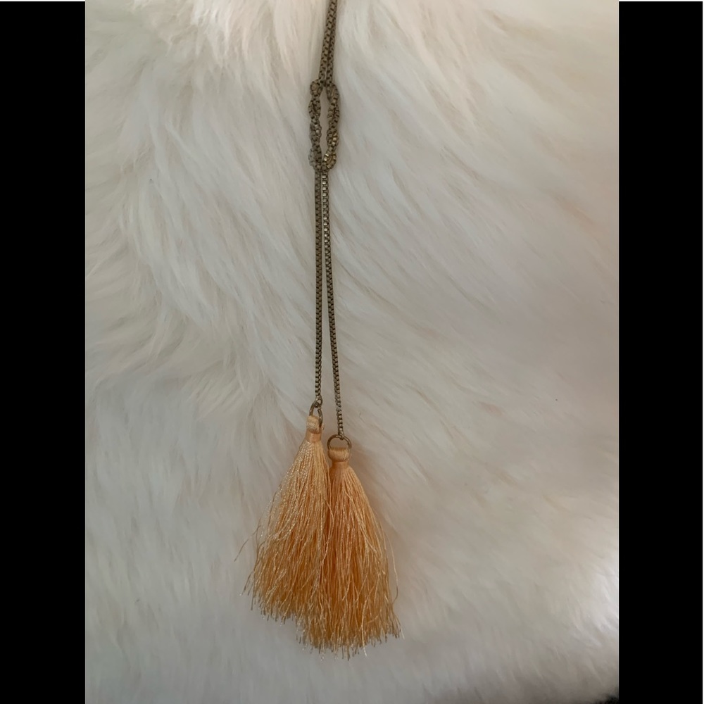 Lele Sadoughi Knotted Double Tassel Nexklace